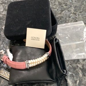 Honora pearl and leather bracelet